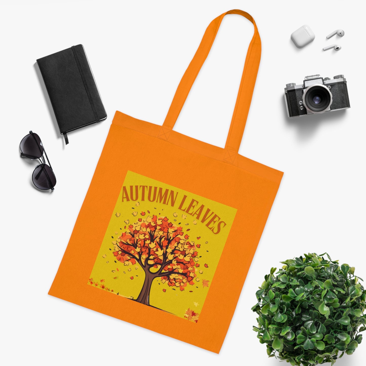 Autumn Leaves Cotton Tote Bag | Fall Shopping Bag, Eco-Friendly Canvas Tote, Thanksgiving Gift, Seasonal Style, Tree Design