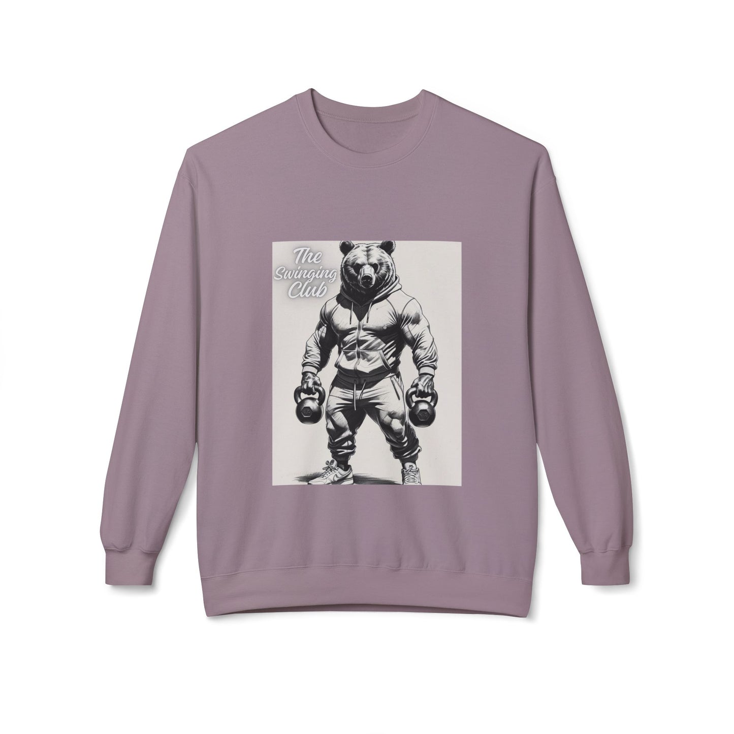 Fleece Crewneck Sweatshirt with Bear Gym Design, Cozy Unisex Apparel, Perfect for Workouts, Gift for Fitness Lovers, Casual Wear