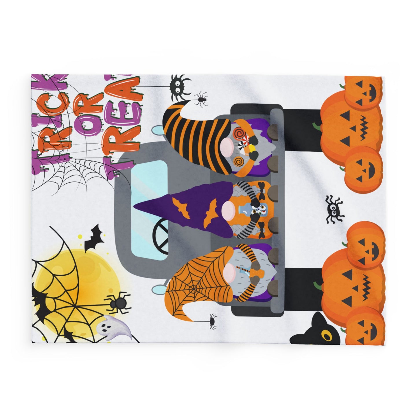 Halloween Fleece Blanket, Cozy Throw, Trick or Treat Decor, Pumpkin Blanket, Seasonal Home Accents