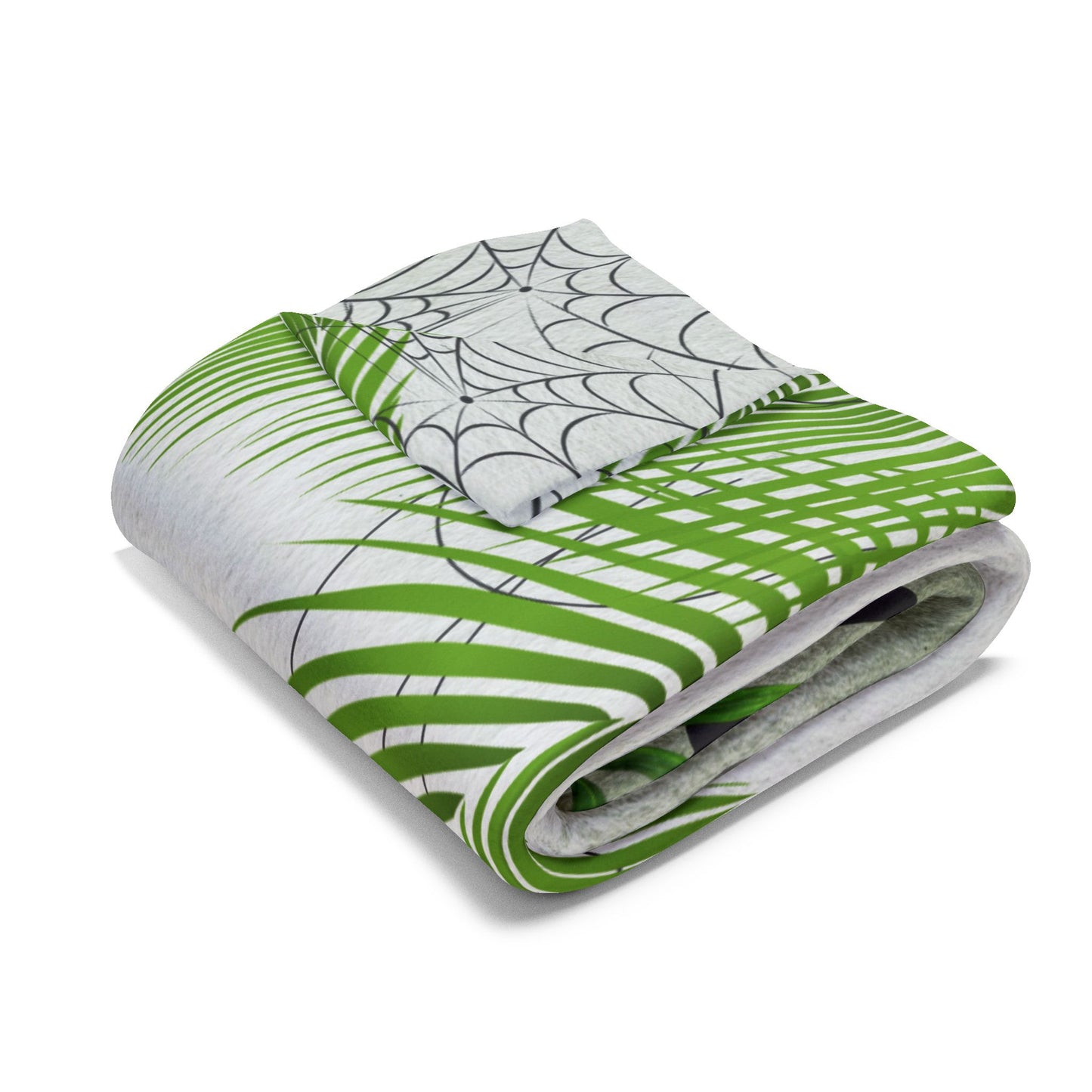 Spooky Tropical Fleece Blanket, Cozy Halloween Decor, Ghosts and Spiders, Gift for Kids, Fall Season Home Accents