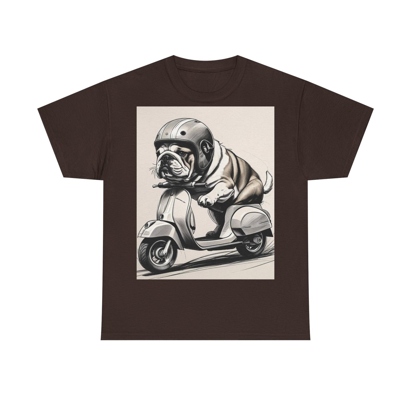 Cool Bulldog Scooter Tee, Unisex Cotton T-Shirt, Dog Lover Gift, Vintage Style Shirt, Fun Pet Apparel, Casual Wear