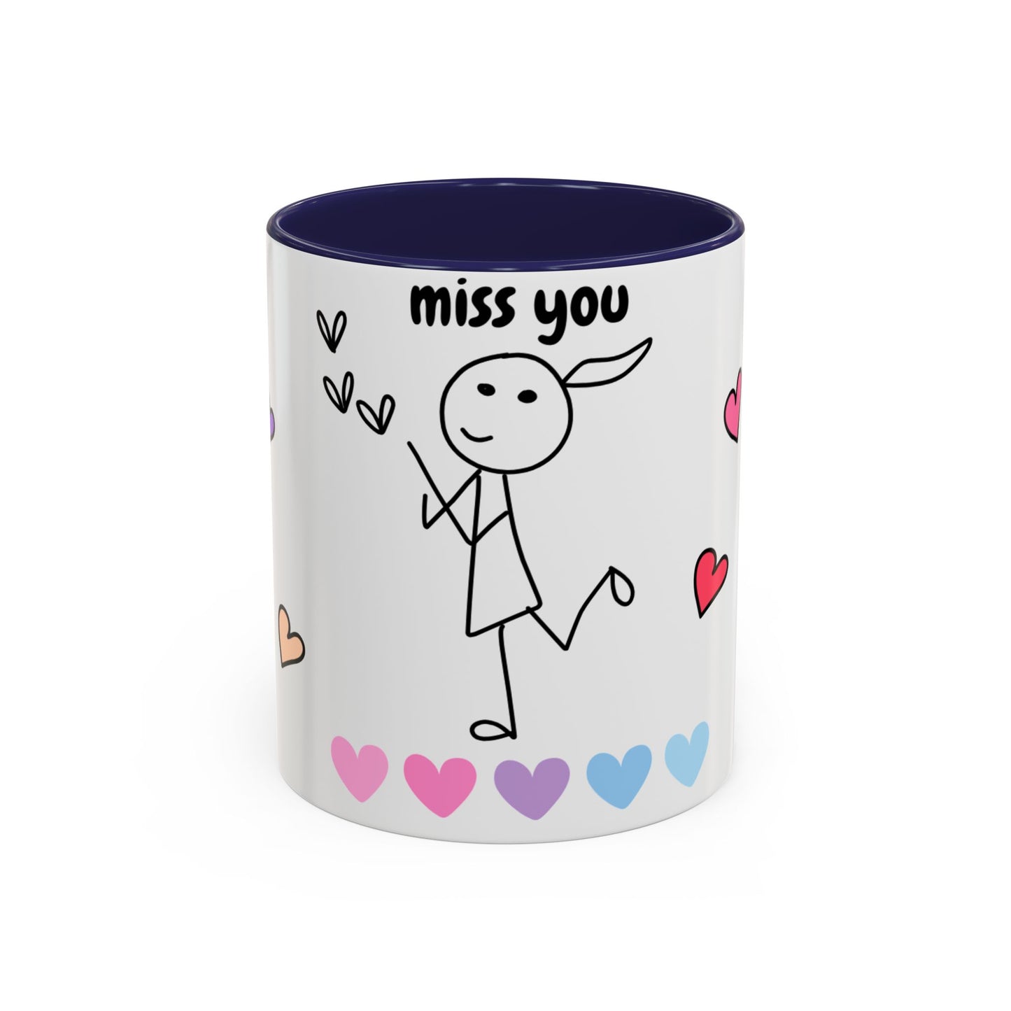 Heartfelt Miss You Accent Coffee Mug, Cute Gift for Friends, Personalized Coffee Cup, Thoughtful Gift for Loved Ones, Cheerful Home Decor