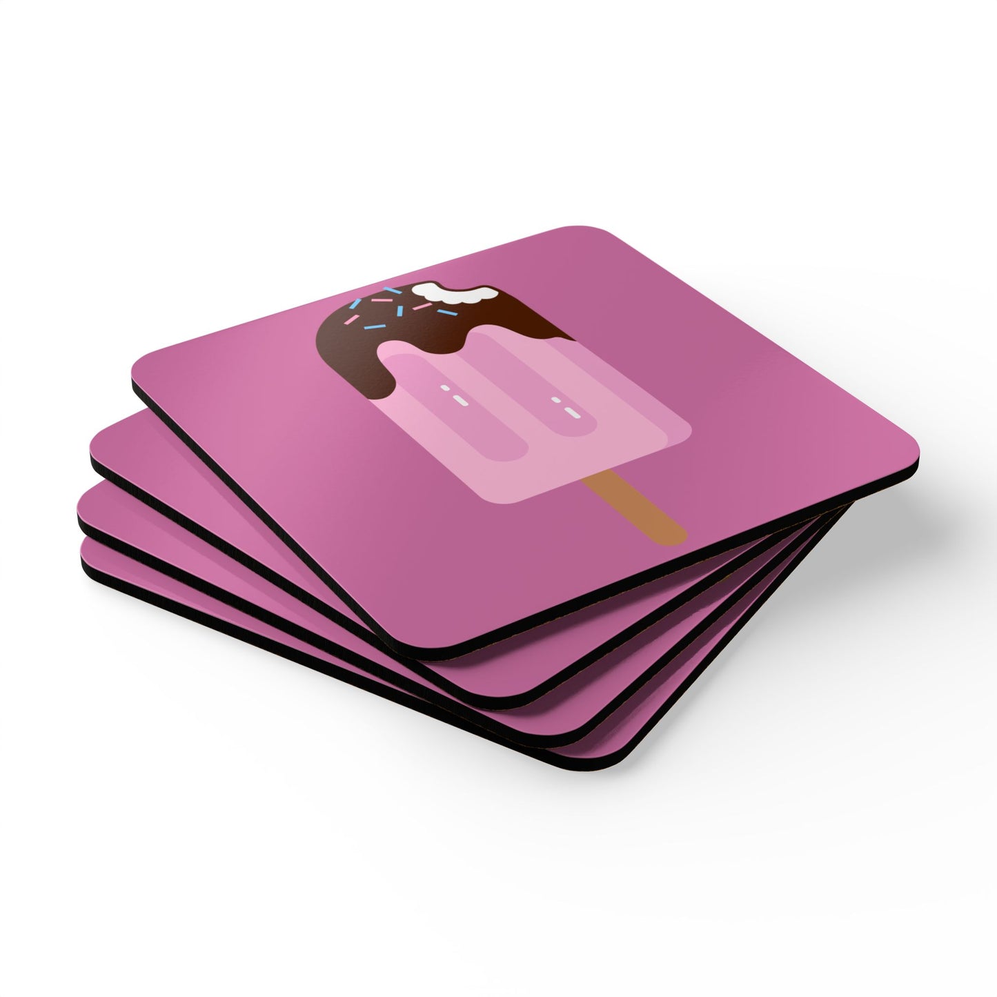 Fun Ice Cream Coaster Set - Vibrant Corkwood Drink Protectors for Home & Parties