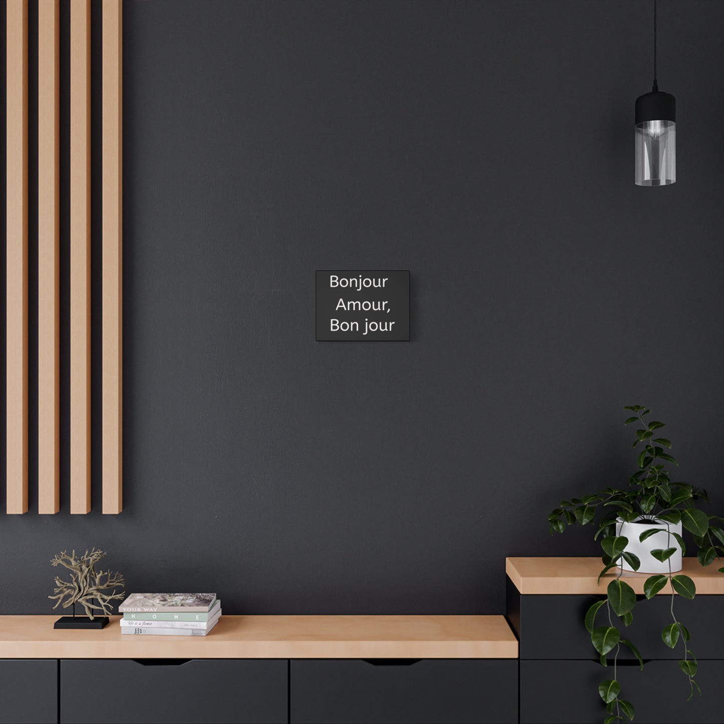 Inspirational Matte Canvas Wall Art – "Bonjour Amour, Bonjour"