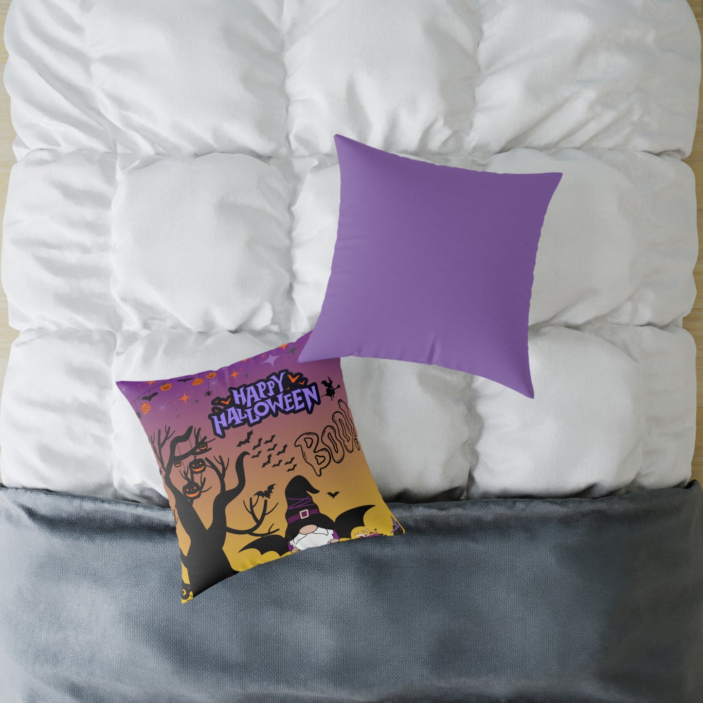 Halloween-themed Square Pillow, Cozy Decor, Spooky Home Accessory, Fall Celebration, October Holiday Gift, Witchy Cushion