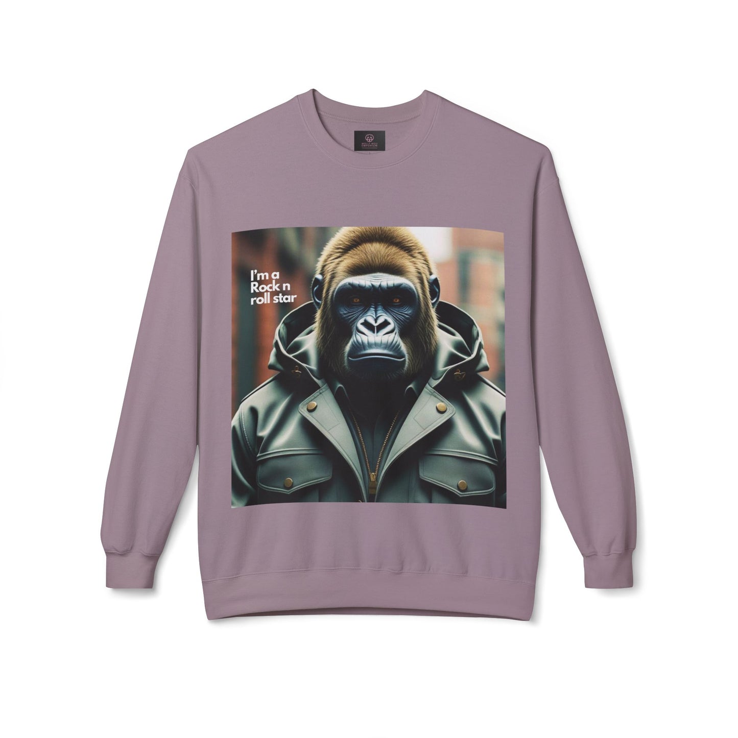 Rockin' Gorilla Sweatshirt, Unisex Fleece Crewneck, Funny Animal Apparel, Gift for Him, Casual Streetwear, Perfect for Fall