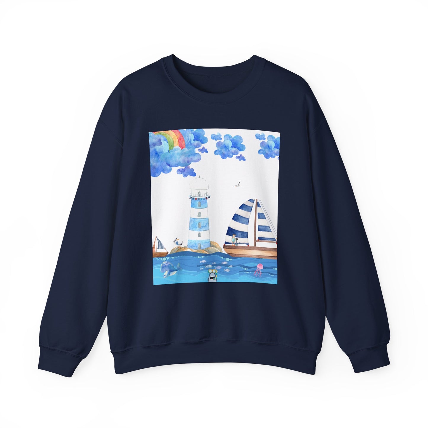 Lighthouse Dreams Crewneck Sweatshirt - Cozy, Unisex, Perfect for Beach Lovers, Relaxed Vibe, Ideal Gift for Friends, Summer Vibes