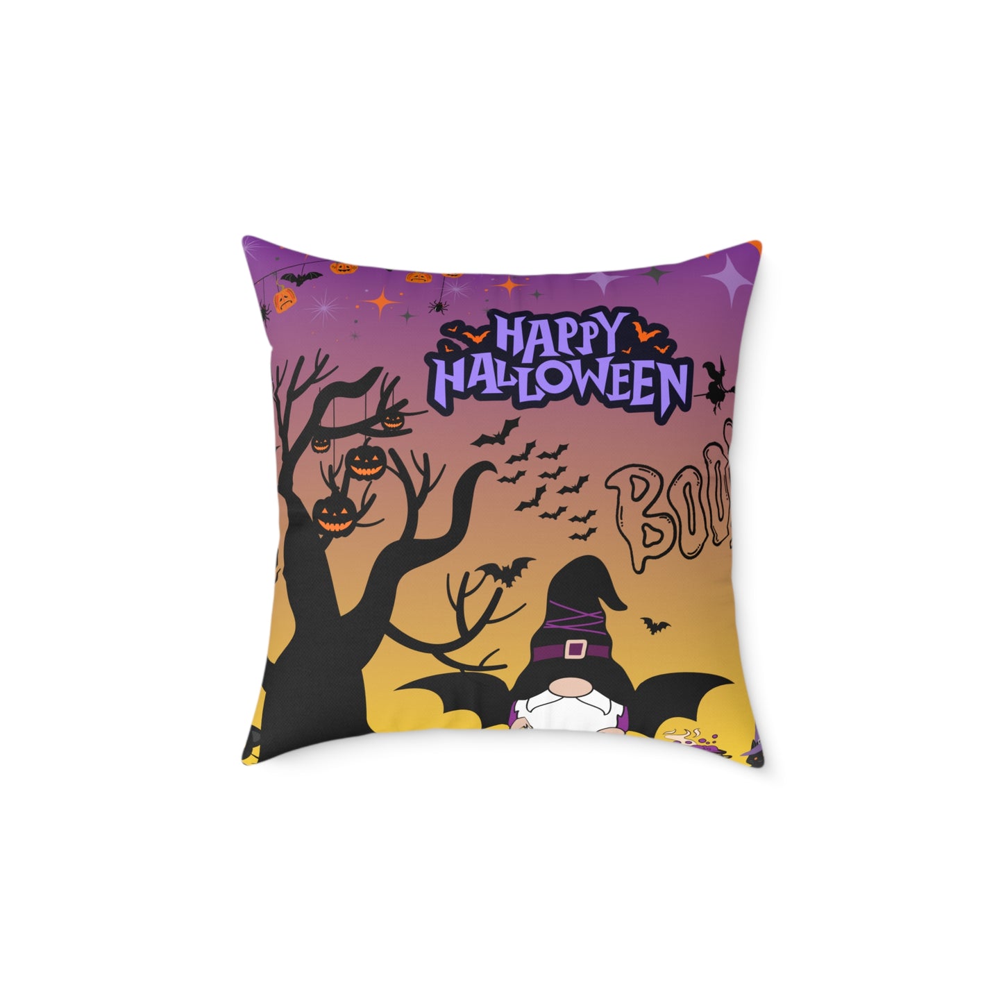Halloween-themed Square Pillow, Cozy Decor, Spooky Home Accessory, Fall Celebration, October Holiday Gift, Witchy Cushion