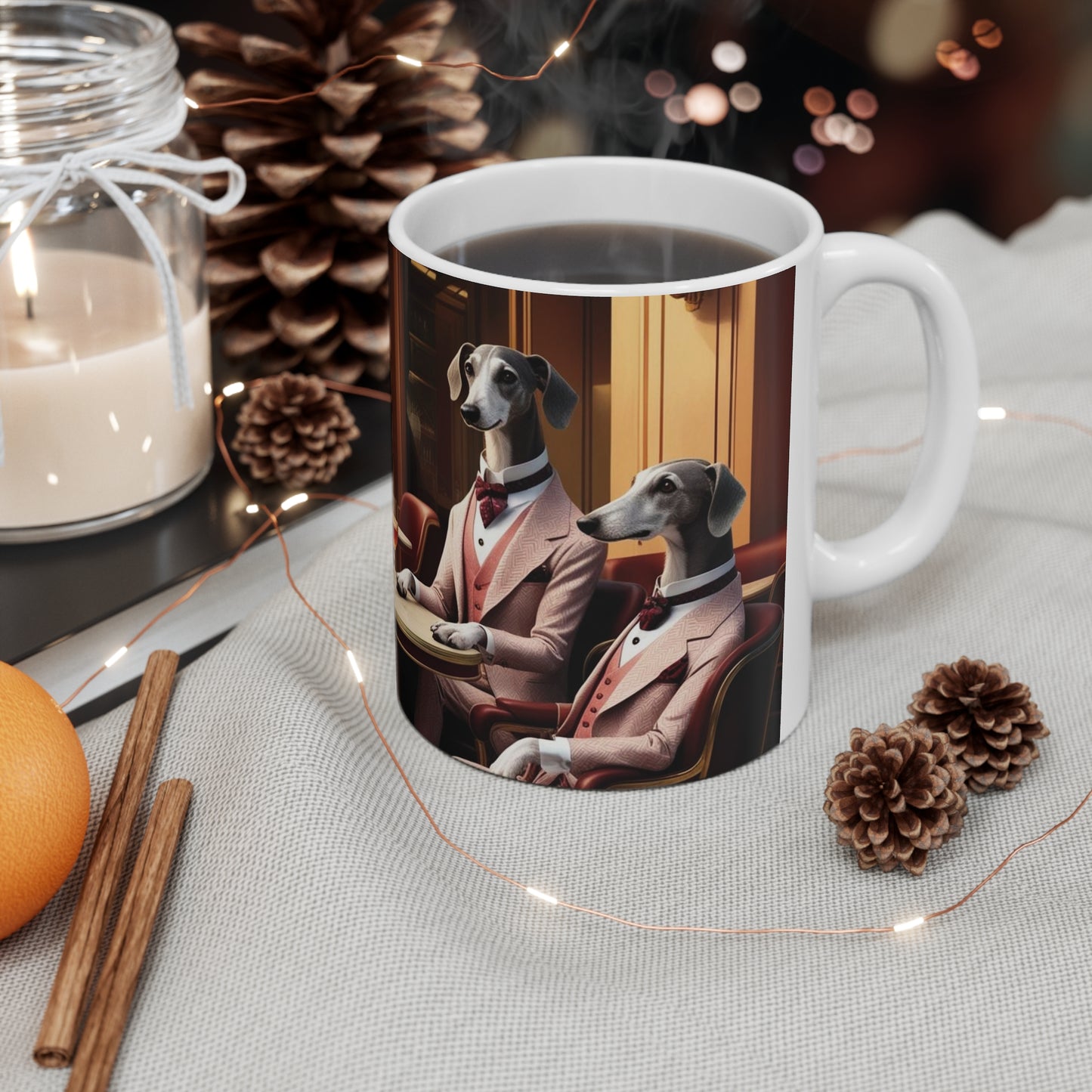 Elegant Greyhound Ceramic Coffee Cup – 11oz & 15oz – Perfect for Dog Lovers and Unique Gift Ideas