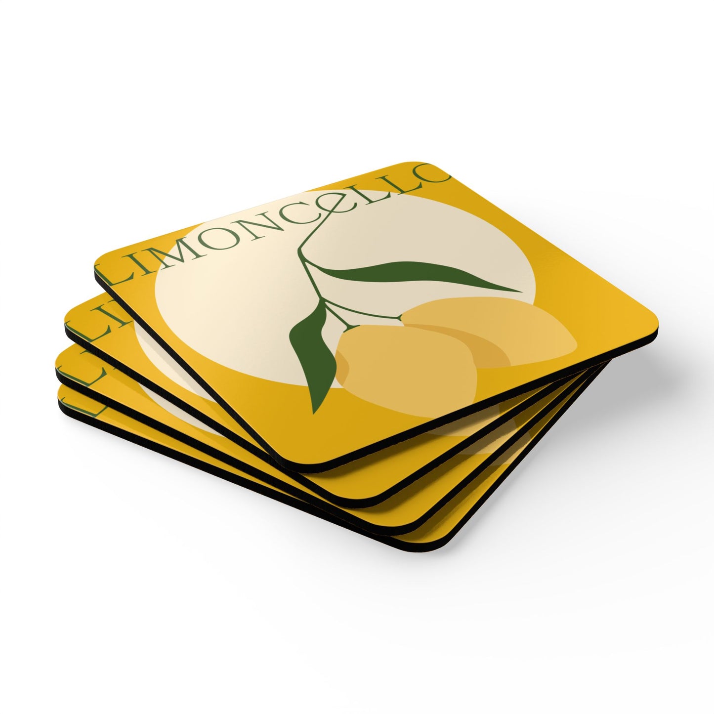 Limoncello Corkwood Coaster Set - Vibrant Fruit Design, Perfect for Parties & Gatherings