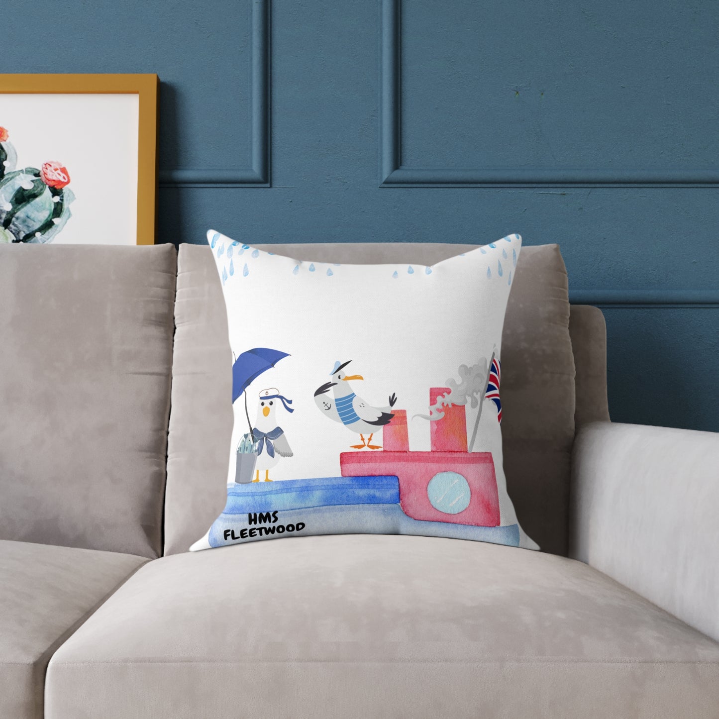 Whimsical Seagull Decor Pillow, Nautical Home Accent, Cute Cushion for Coastal Vibes, Beach House Gift, Summer Travel Decor