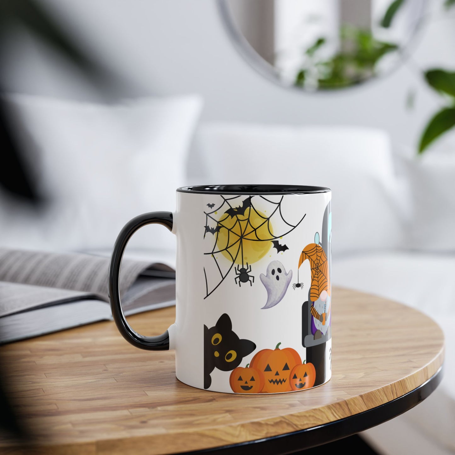 Halloween Gnome Coffee Mug, Two-Tone 11oz Mug, Festive Drinkware, Fall Decor, Spooky Season Gift, Halloween Decor