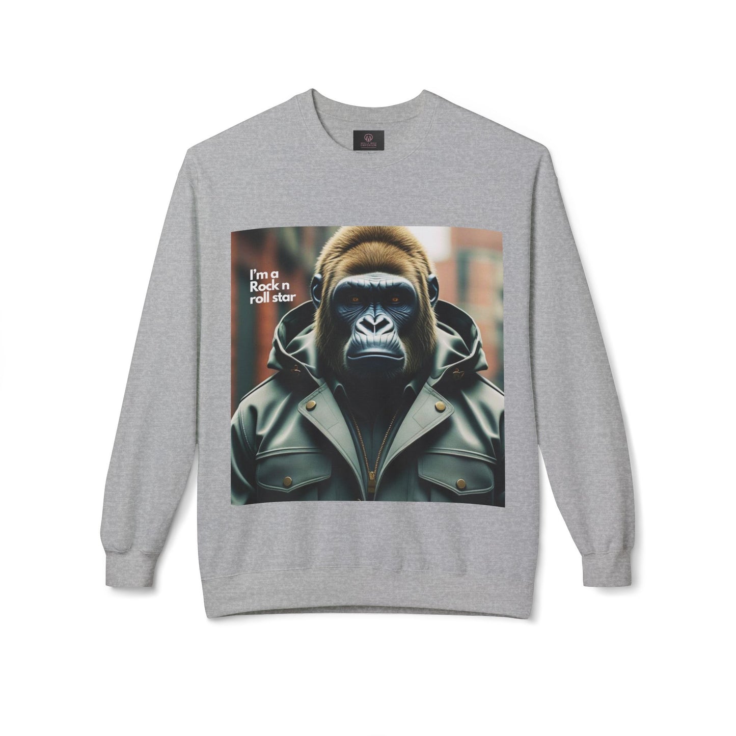 Rockin' Gorilla Sweatshirt, Unisex Fleece Crewneck, Funny Animal Apparel, Gift for Him, Casual Streetwear, Perfect for Fall