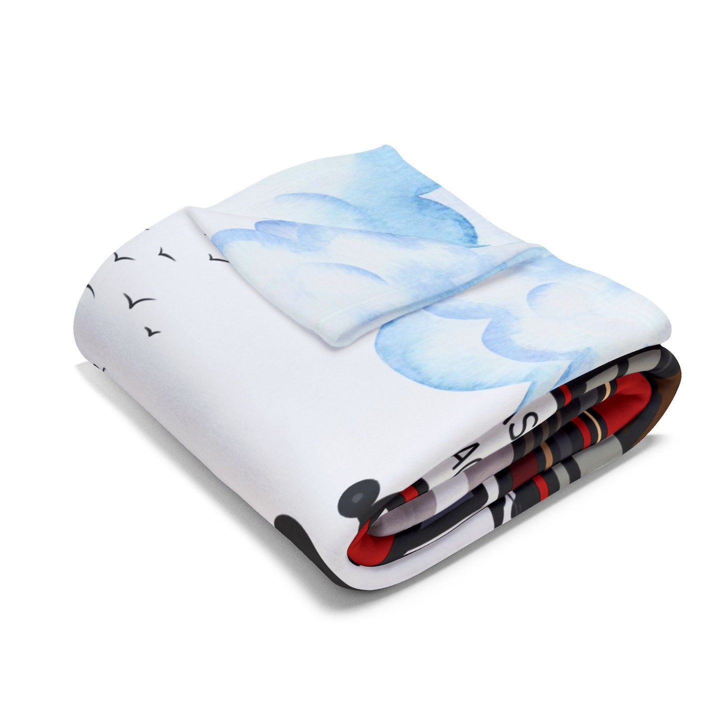 Whimsical Seaside Arctic Fleece Blanket, Cozy Home Decor, Bird-themed Gift, Beach Lover's Throw, Perfect for Picnics & Home Décor