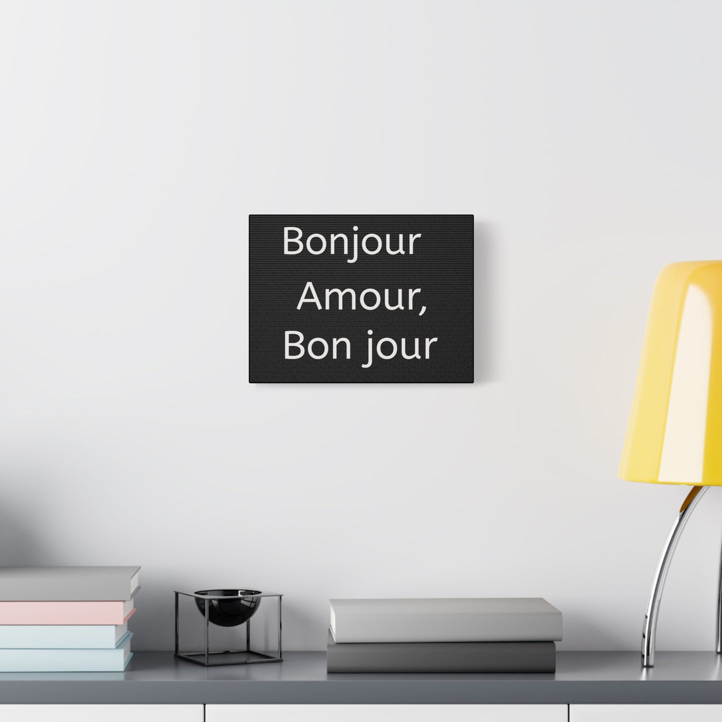 Inspirational Matte Canvas Wall Art – "Bonjour Amour, Bonjour"