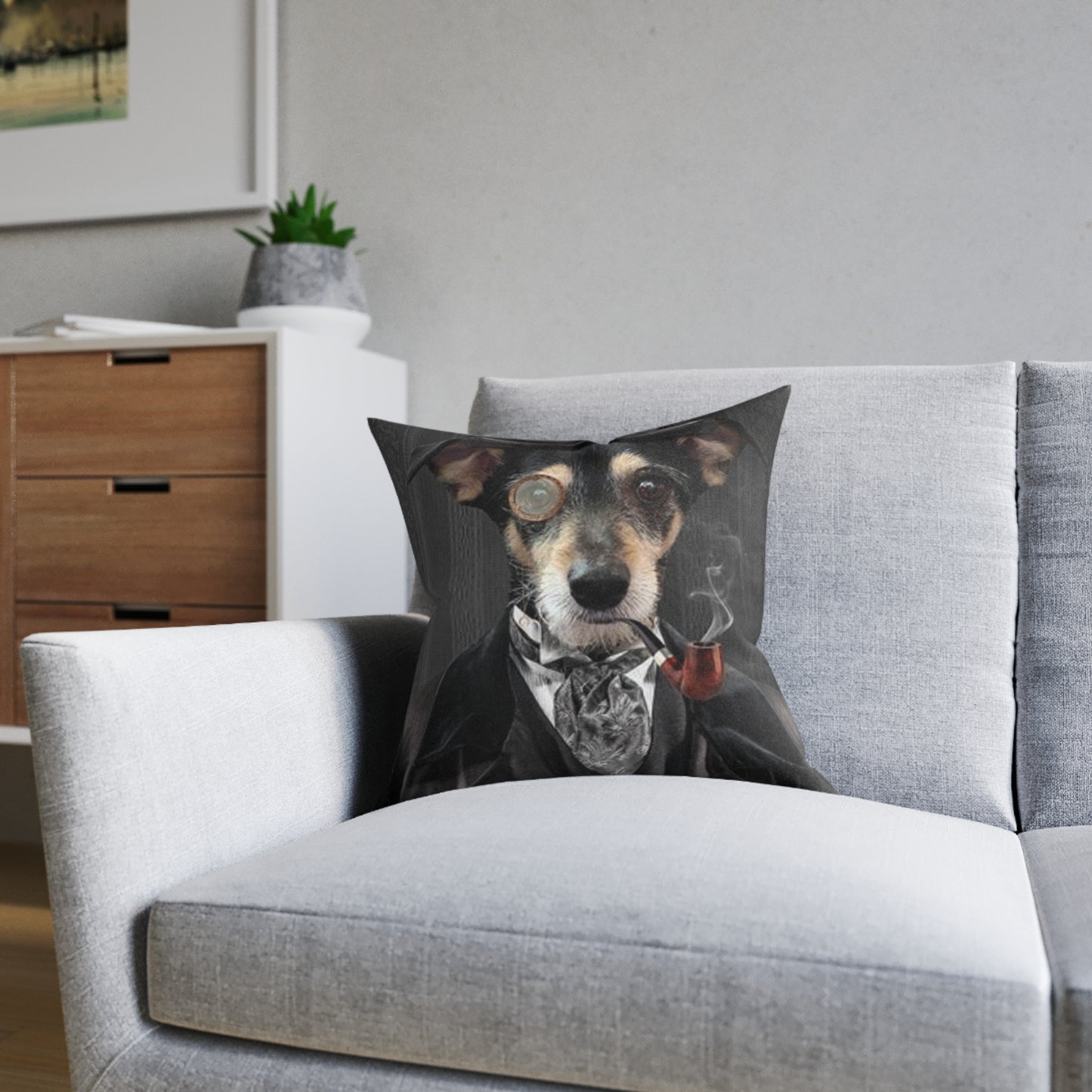 Gentleman Dog Square Pillow - Chic Pet Decor for Home
