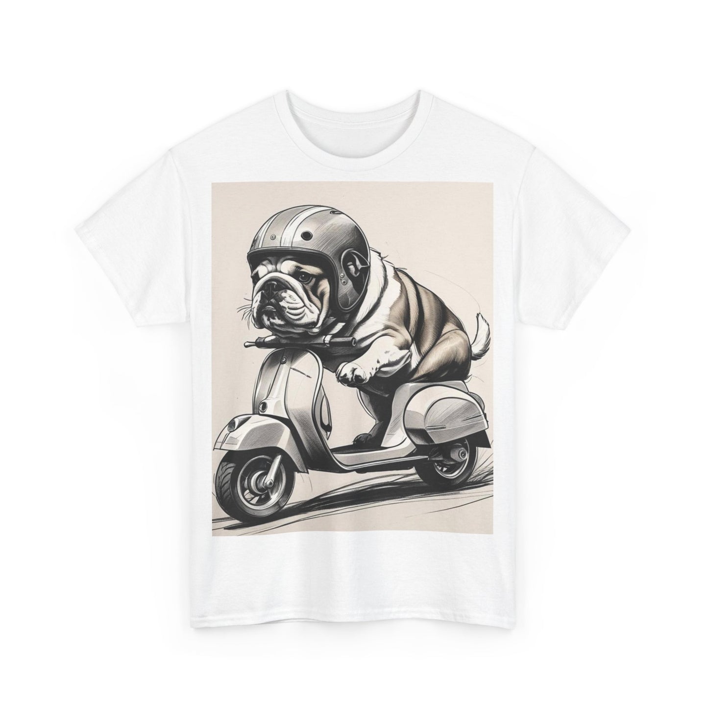 Cool Bulldog Scooter Tee, Unisex Cotton T-Shirt, Dog Lover Gift, Vintage Style Shirt, Fun Pet Apparel, Casual Wear