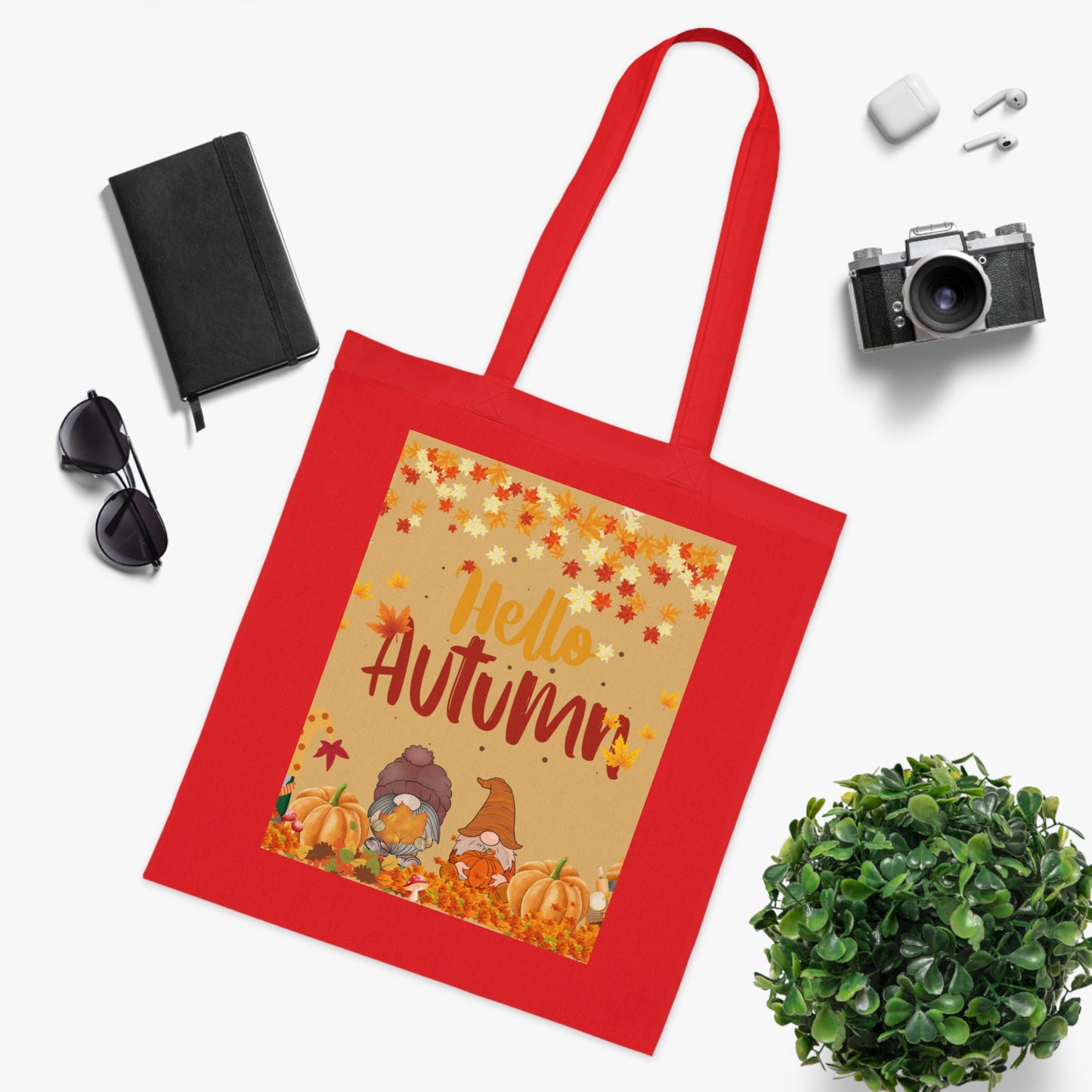 Autumn Greetings Cotton Tote Bag, Fall Shopping Tote, Seasonal Gift, Eco-Friendly Fall Bag, Pumpkin Spice Lover’s Accessory