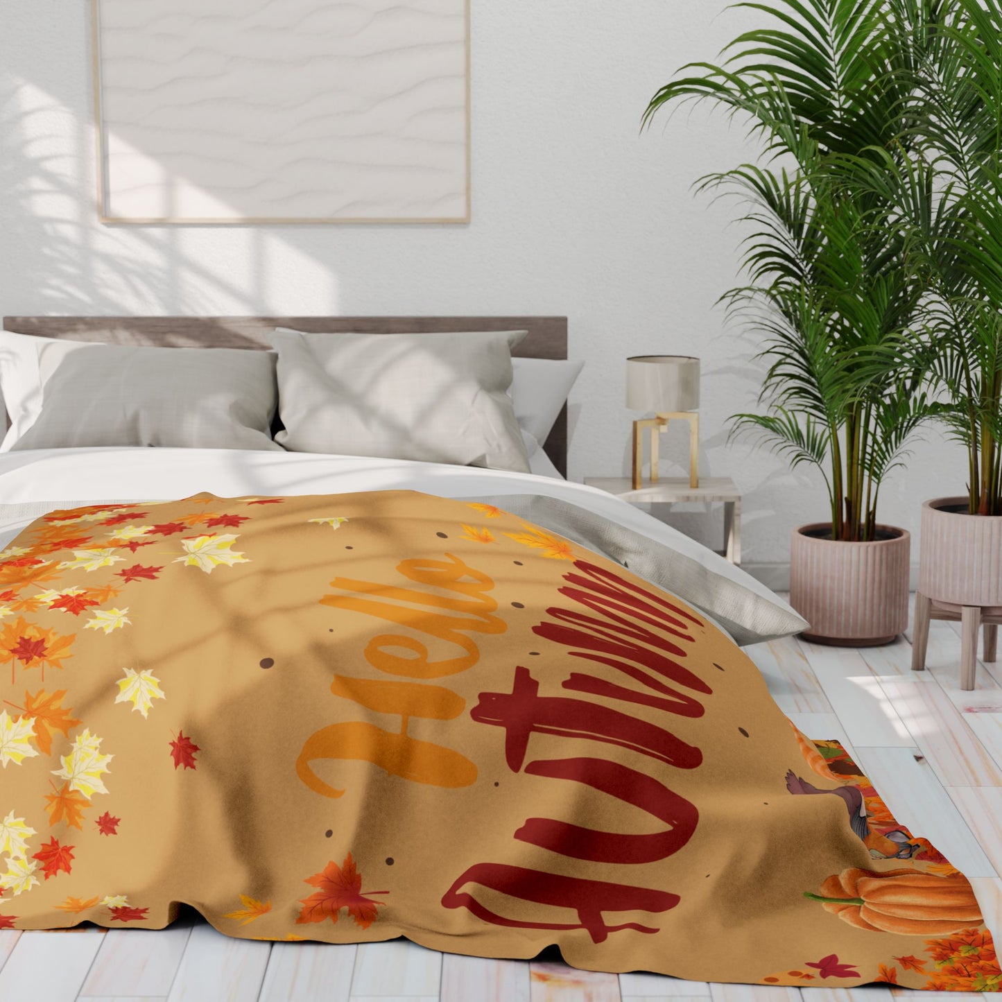 Autumn Fleece Blanket, Cozy Fall Decor, Seasonal Home Accessory, Autumnal Gift, Warm Throw for Chilly Days