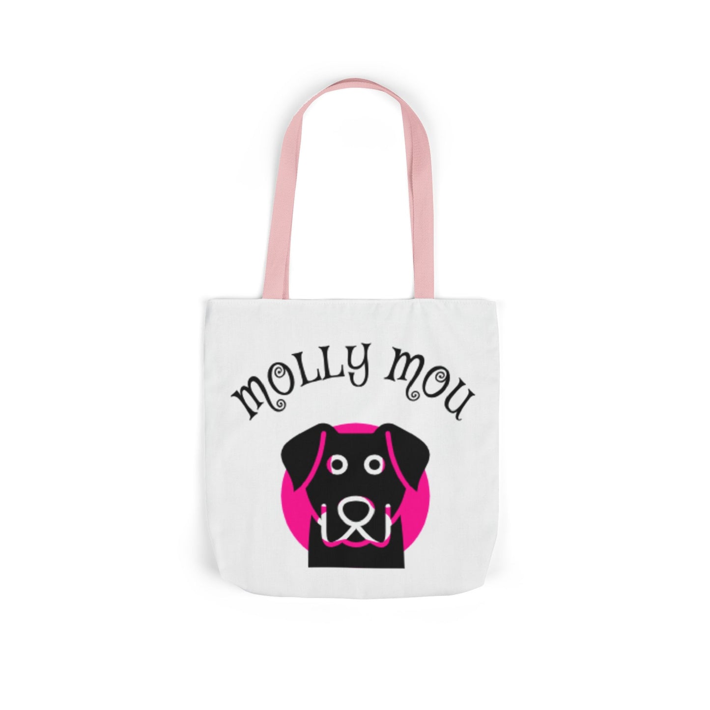 Personalized Dog Lover Canvas Tote Bag - Molly Mou Design with 5-Color Straps