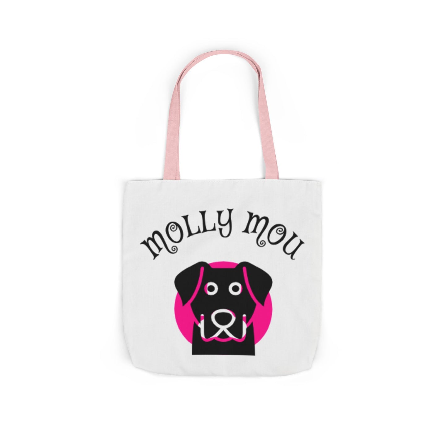 Personalized Dog Lover Canvas Tote Bag - Molly Mou Design with 5-Color Straps