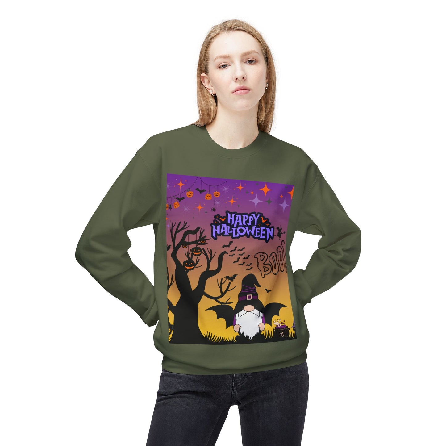 Halloween Crewneck Sweatshirt, Unisex Fleece Top, Funny Fall Apparel, Spooky Season Sweater, Cozy Halloween Outfit, Gift for Her/Him