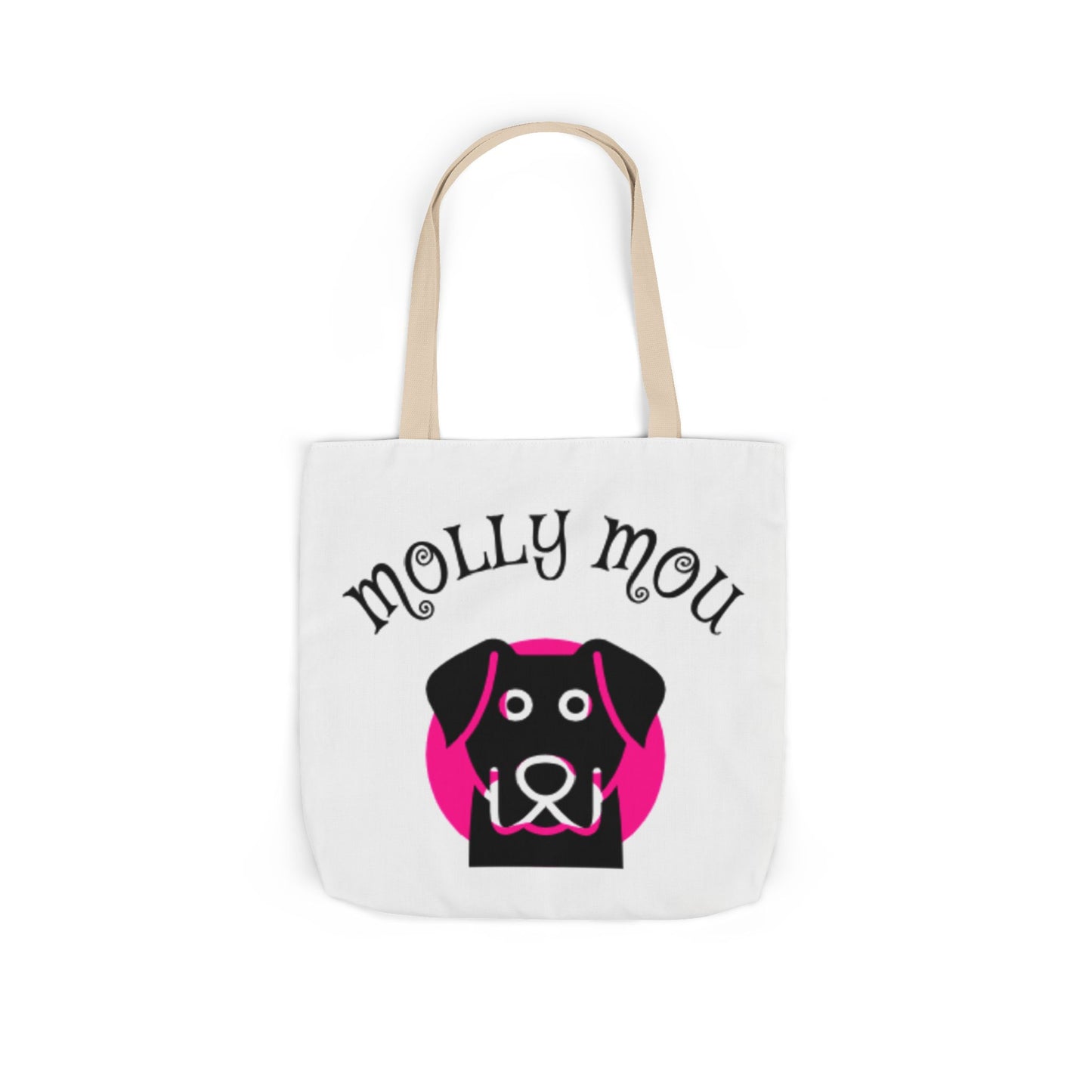 Personalized Dog Lover Canvas Tote Bag - Molly Mou Design with 5-Color Straps
