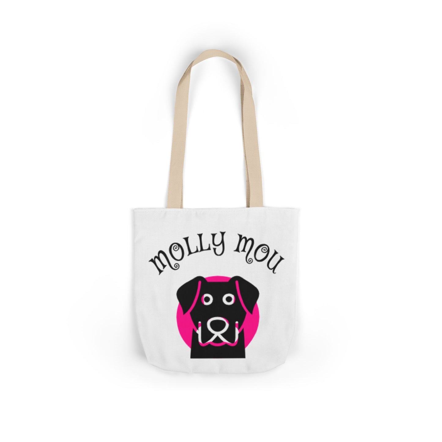 Personalized Dog Lover Canvas Tote Bag - Molly Mou Design with 5-Color Straps