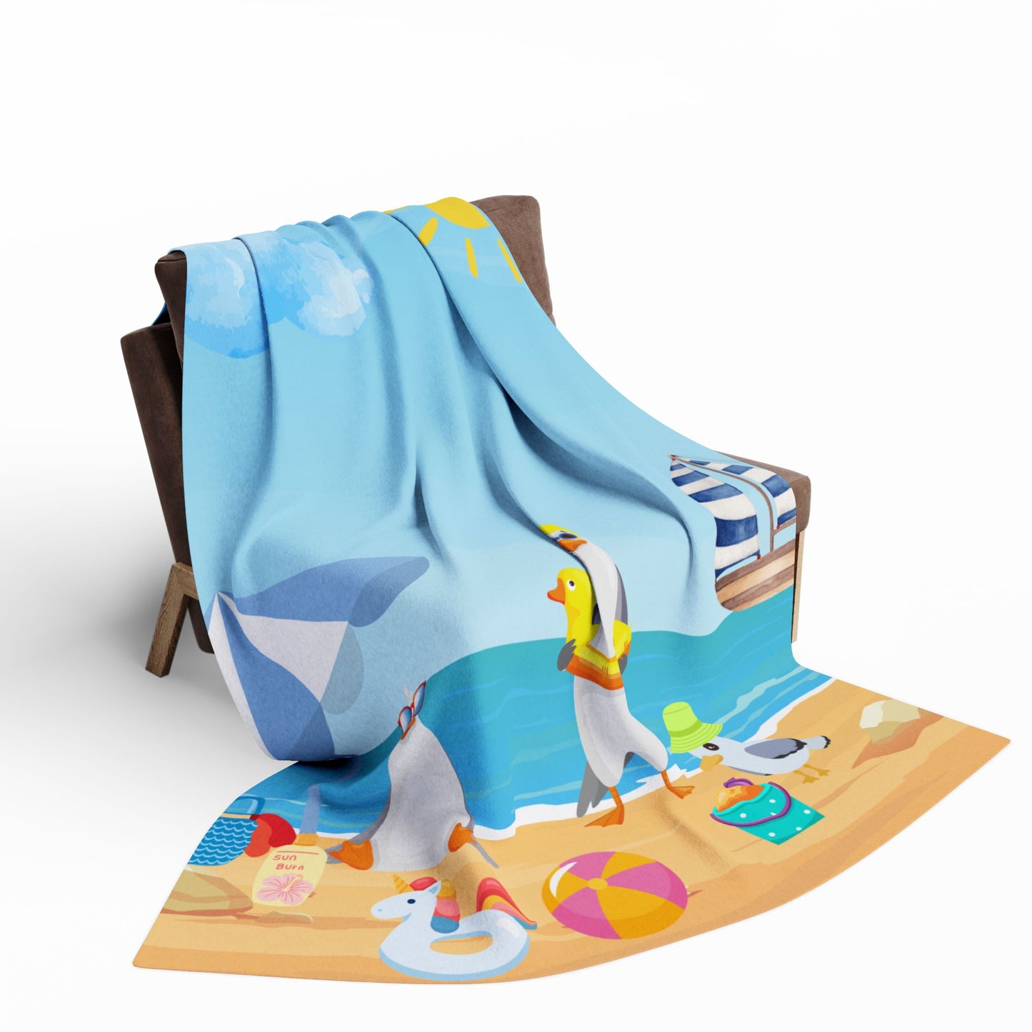 Beach-Themed Fleece Blanket - Cozy Throw for Summer, Perfect for Picnics, Camping, Home Decor, Gifts for Beach Lovers
