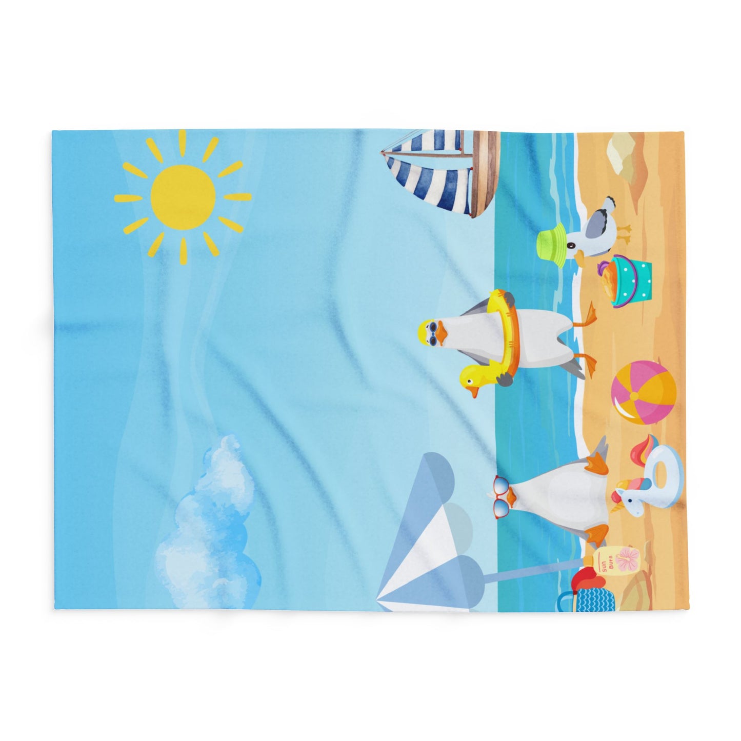Beach-Themed Fleece Blanket - Cozy Throw for Summer, Perfect for Picnics, Camping, Home Decor, Gifts for Beach Lovers