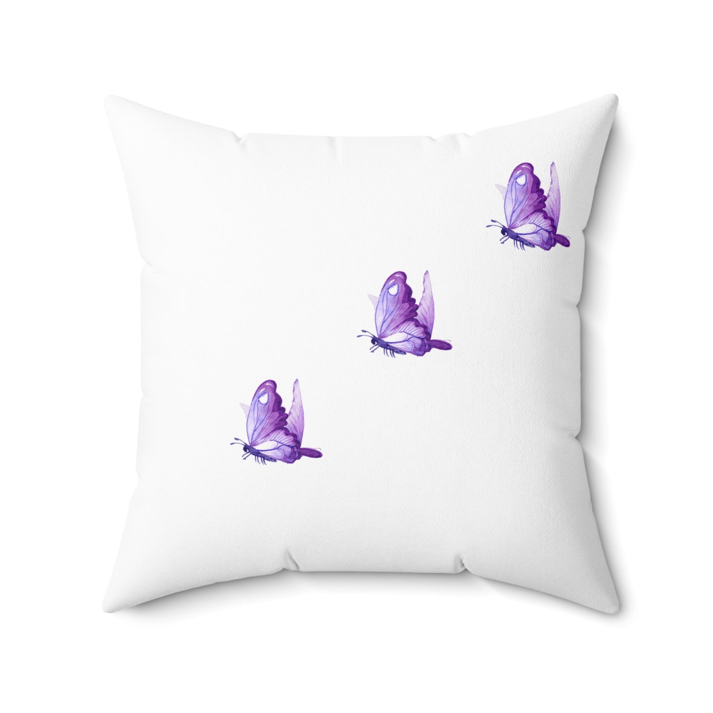 Purple Butterfly Square Pillow - Soft Spun Polyester Cushion for Home Decor