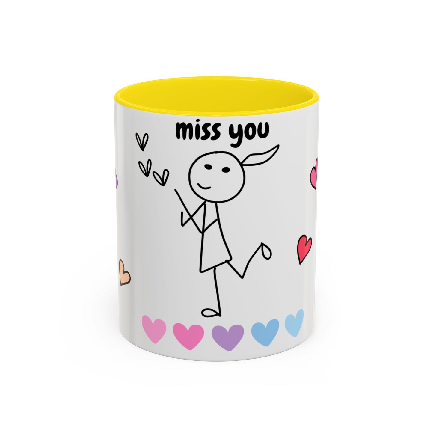 Heartfelt Miss You Accent Coffee Mug, Cute Gift for Friends, Personalized Coffee Cup, Thoughtful Gift for Loved Ones, Cheerful Home Decor