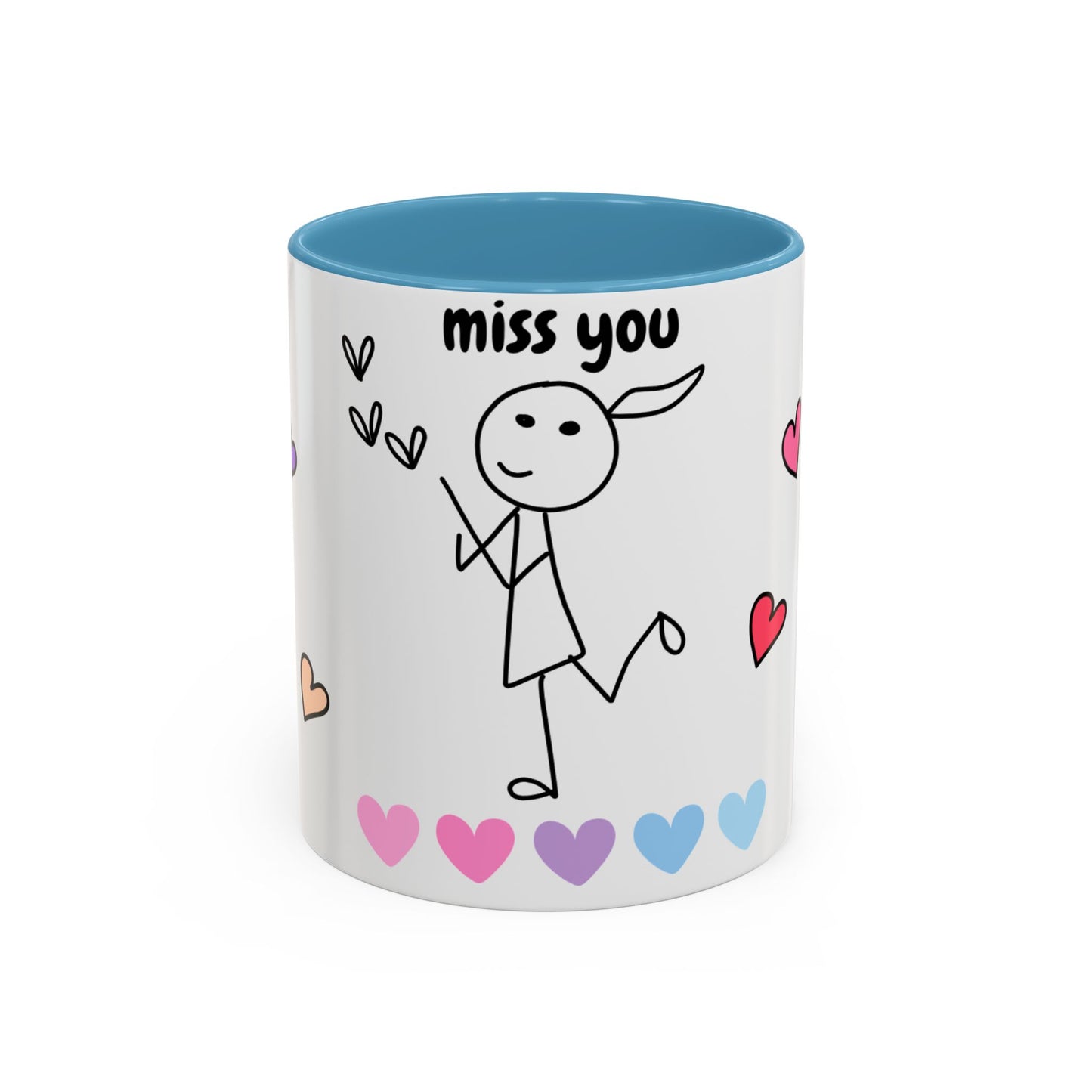 Heartfelt Miss You Accent Coffee Mug, Cute Gift for Friends, Personalized Coffee Cup, Thoughtful Gift for Loved Ones, Cheerful Home Decor