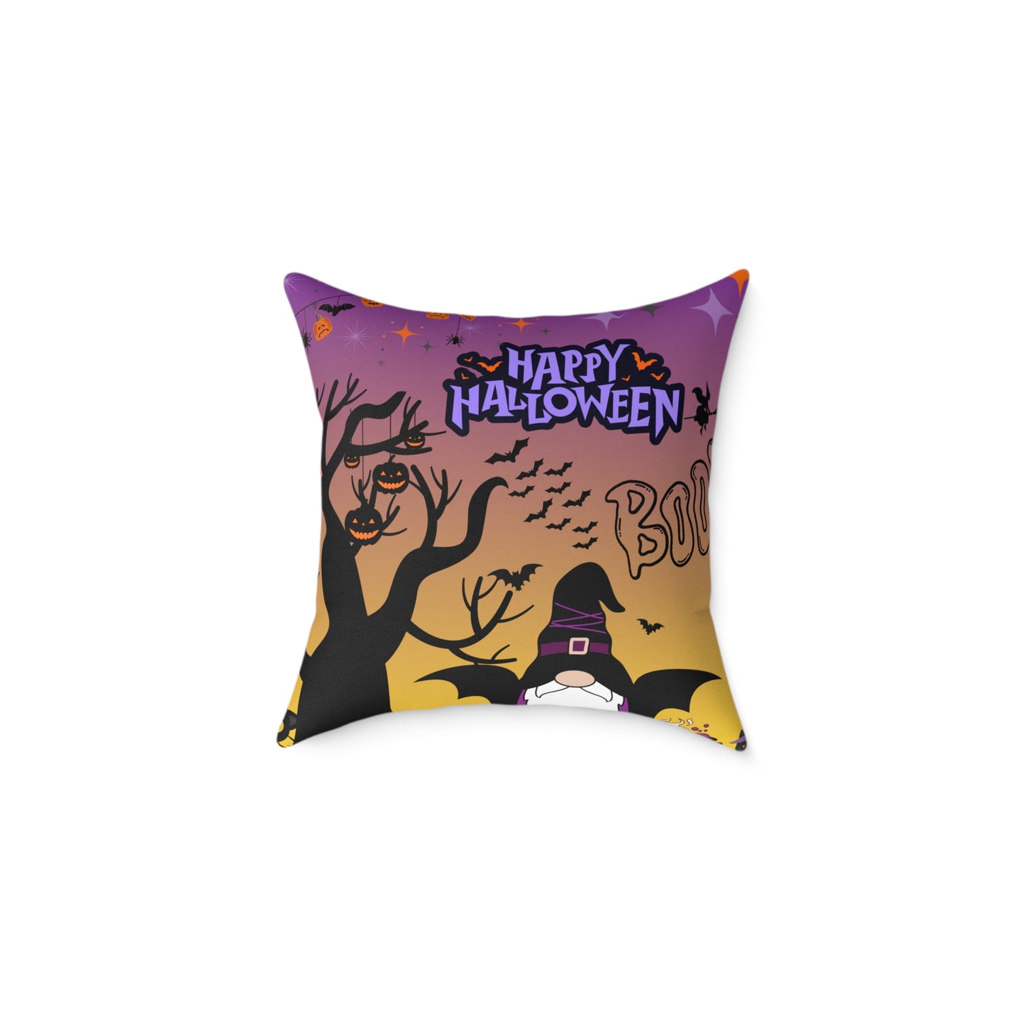 Halloween-themed Square Pillow, Cozy Decor, Spooky Home Accessory, Fall Celebration, October Holiday Gift, Witchy Cushion