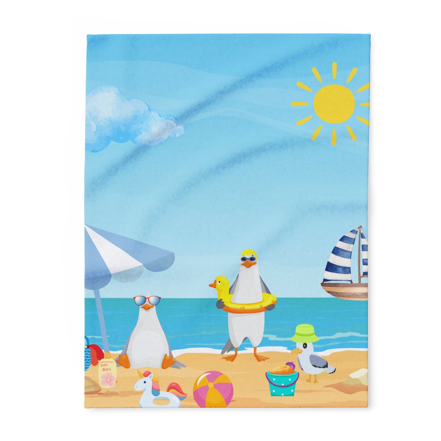 Beach-Themed Fleece Blanket - Cozy Throw for Summer, Perfect for Picnics, Camping, Home Decor, Gifts for Beach Lovers