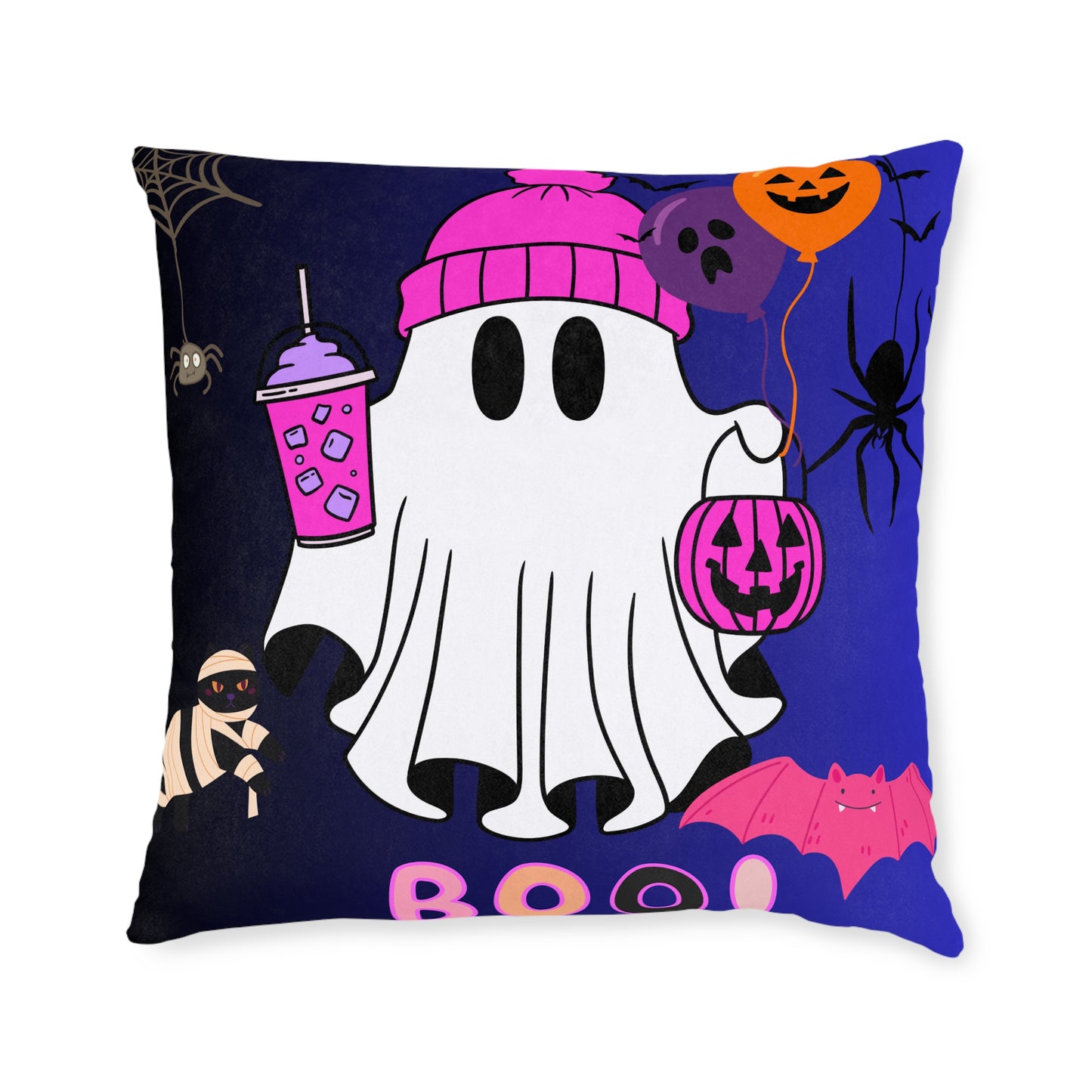 Halloween Ghost Square Pillow, Spooky Decor, Halloween Home Accent, Kid's Room Decoration, Cozy Throw Pillow