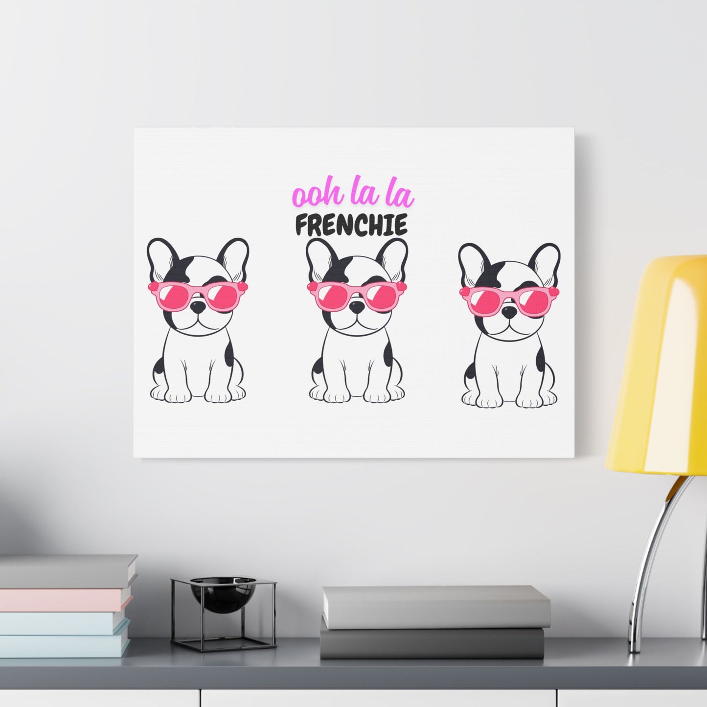 Funny Dog Canvas Wall Art, Dog Lover Decor, Pet Owner Gift, French Bulldog Wall Decor, Ooh La La Frenchie