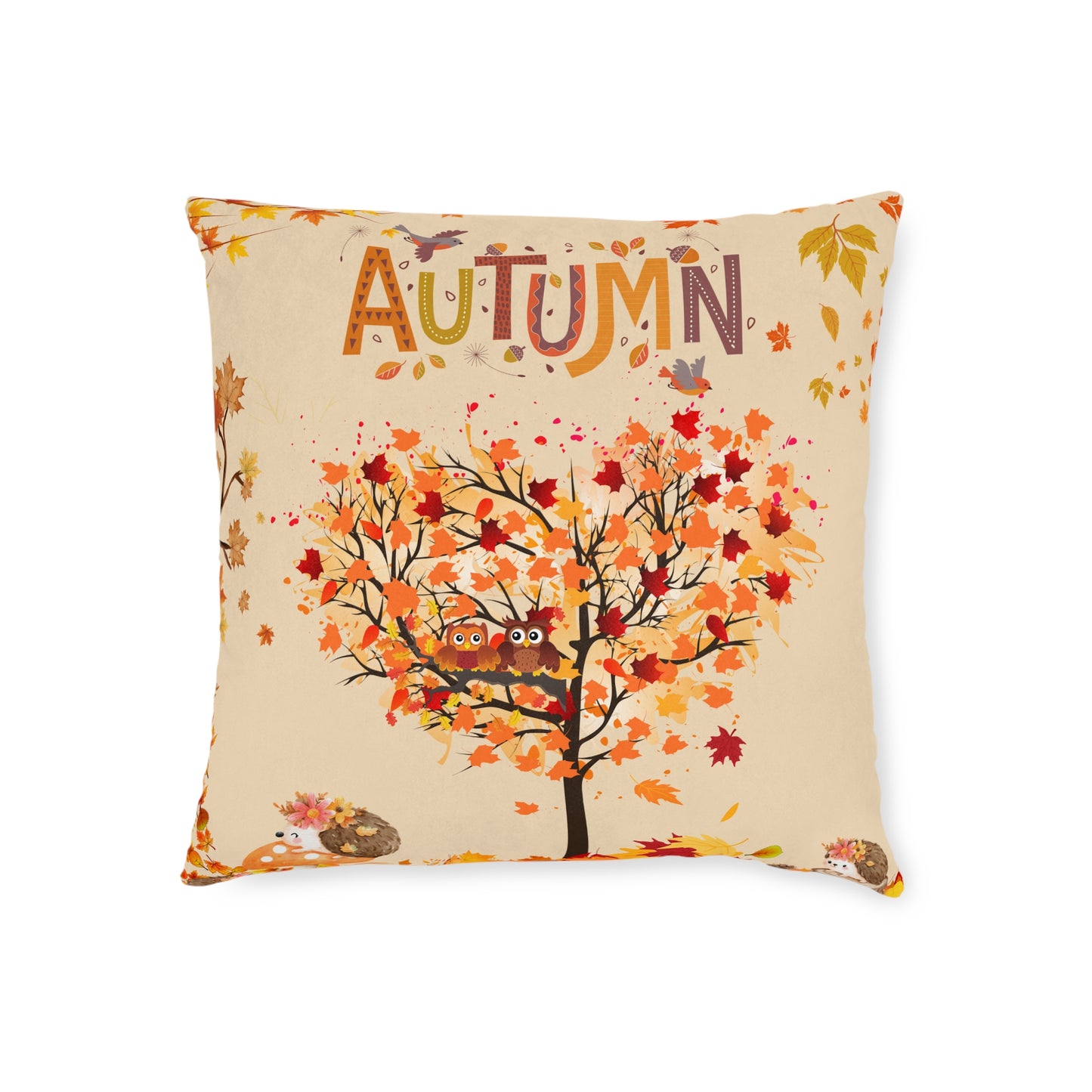 Autumn Square Pillow | Cozy Fall Decor, Thanksgiving Gift, Seasonal Cushion, Rustic Home Accent, Autumnal Throw Pillow