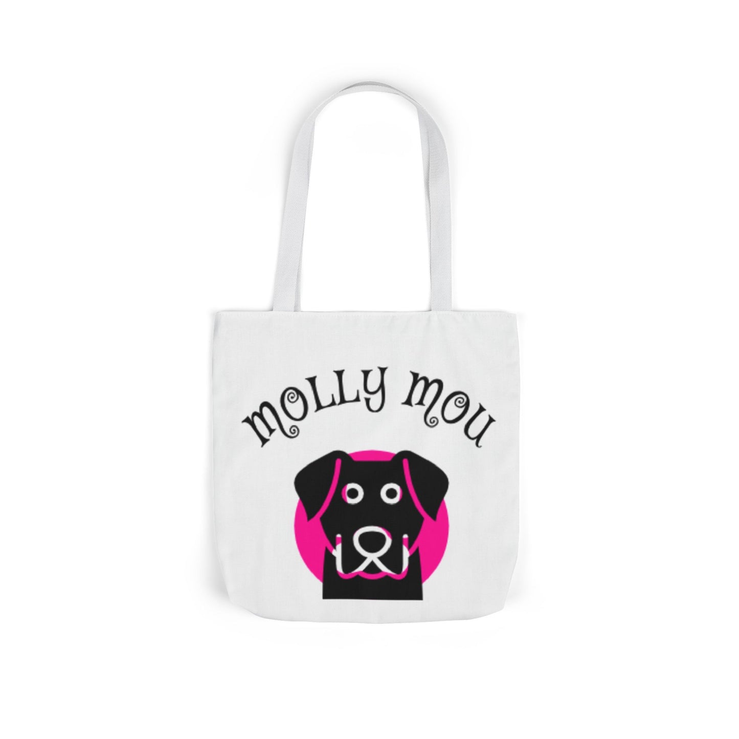 Personalized Dog Lover Canvas Tote Bag - Molly Mou Design with 5-Color Straps
