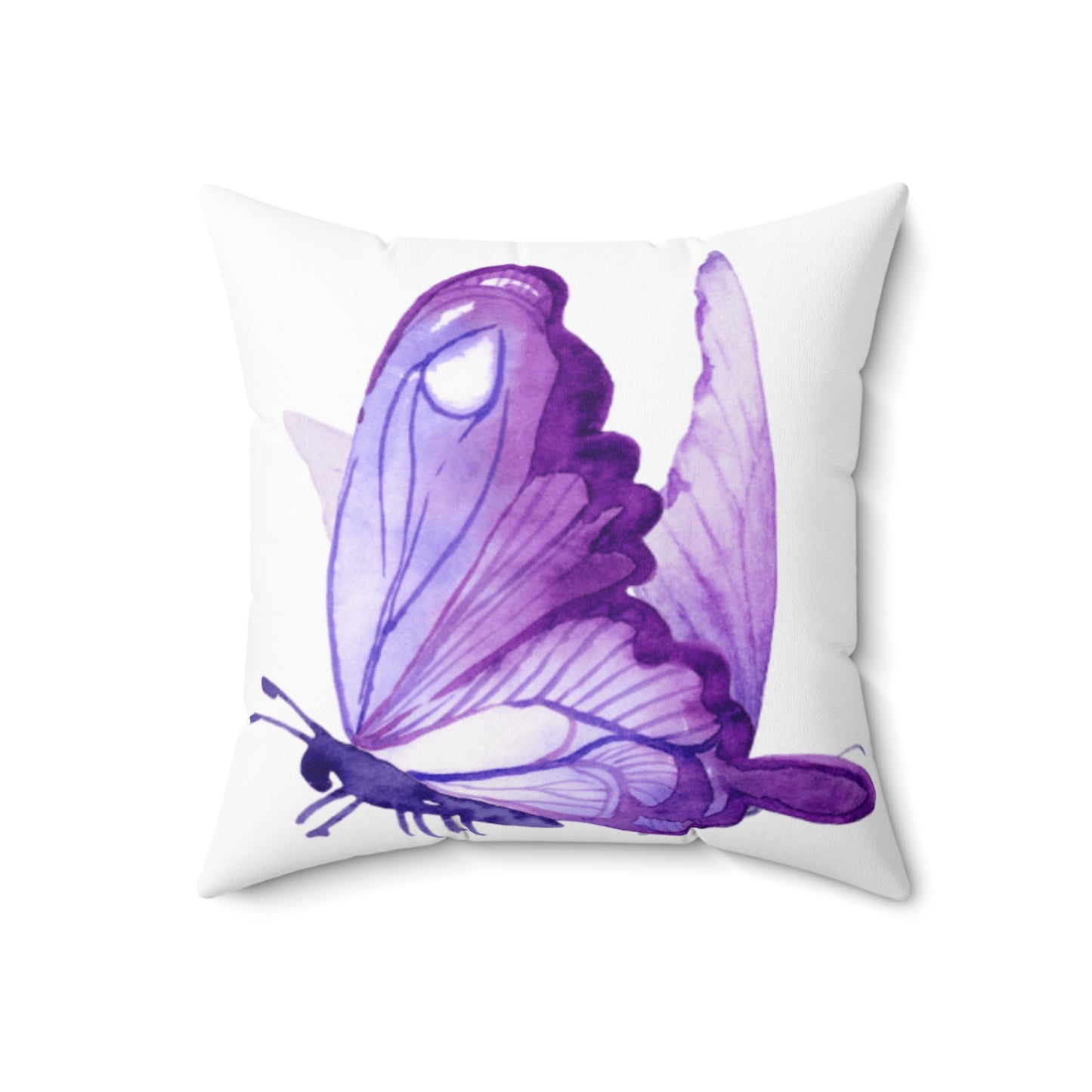 Purple Butterfly Square Pillow - Soft Spun Polyester Cushion for Home Decor