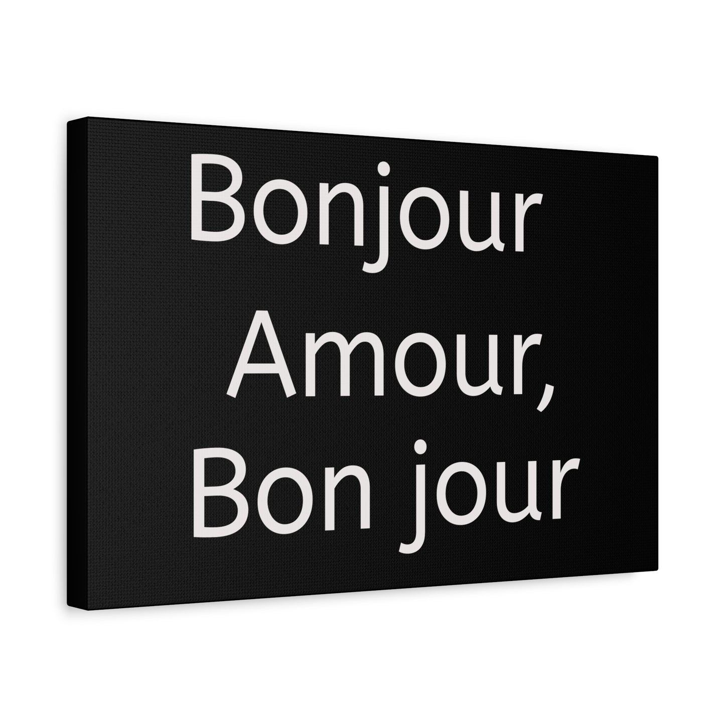 Inspirational Matte Canvas Wall Art – "Bonjour Amour, Bonjour"