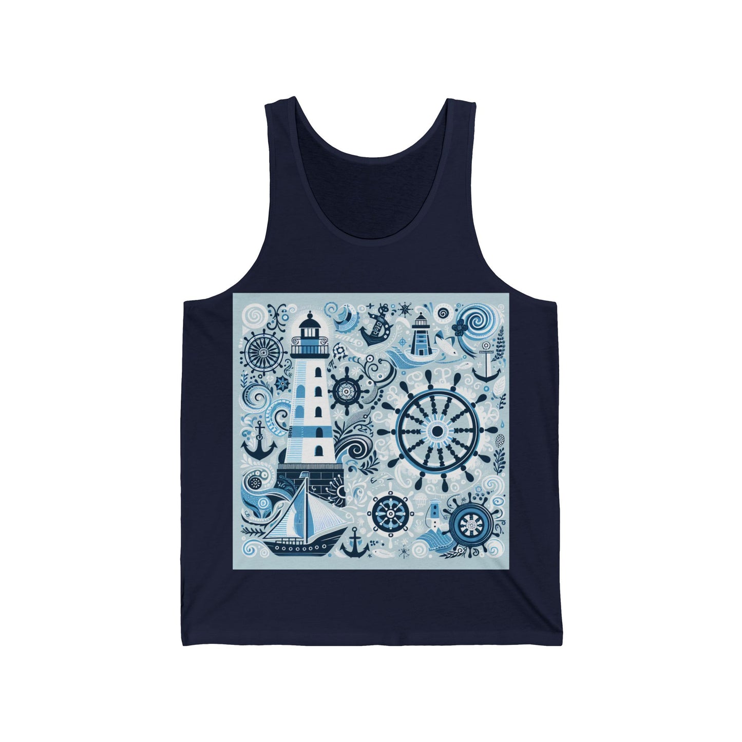 Nautical Vibes Unisex Jersey Tank Top, Beachwear, Summer Fashion, Nautical Theme, Gift for Sailors, Casual Wear