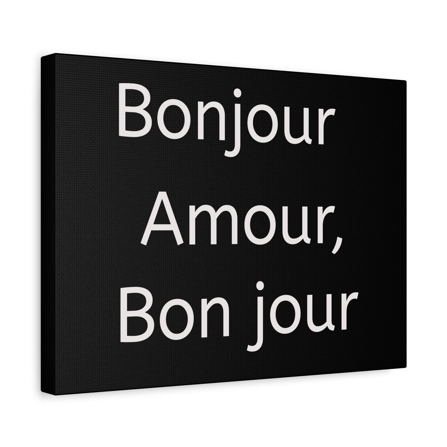 Inspirational Matte Canvas Wall Art – "Bonjour Amour, Bonjour"