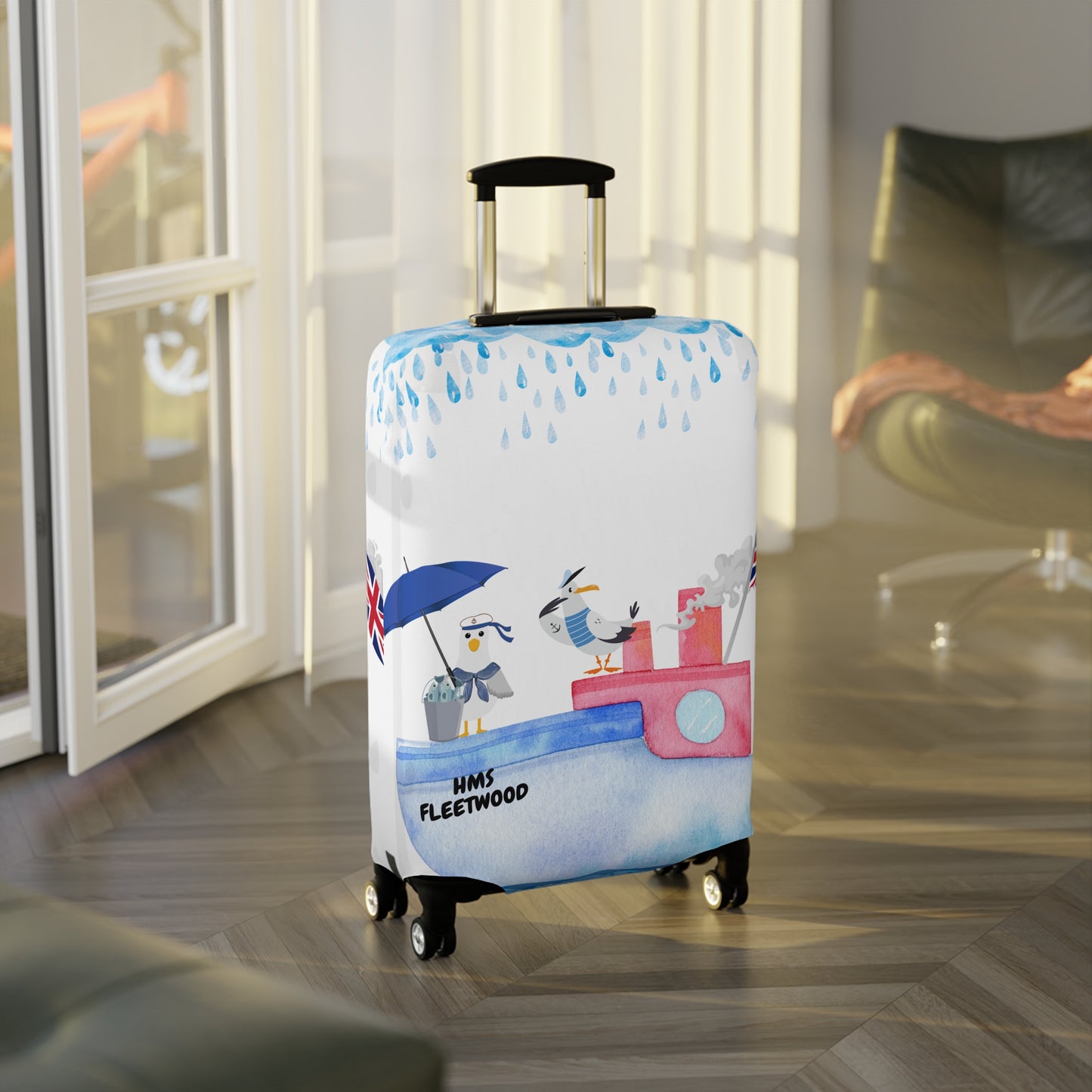 Whimsical Luggage Cover - Travel Accessory for Adventurers, Gift for Wanderlust Lovers, Unique Baggage Protector for Vacations