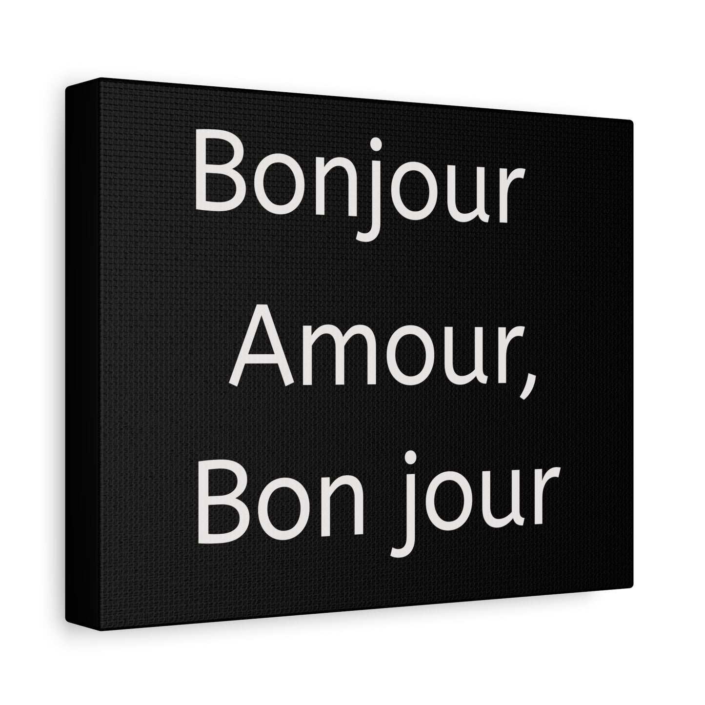 Inspirational Matte Canvas Wall Art – "Bonjour Amour, Bonjour"