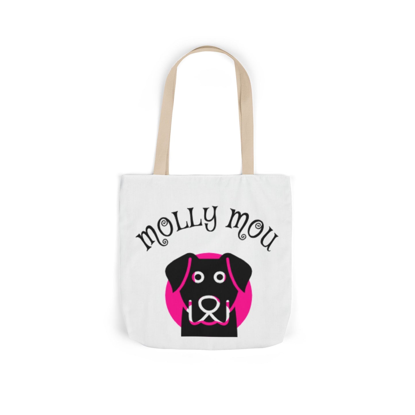 Personalized Dog Lover Canvas Tote Bag - Molly Mou Design with 5-Color Straps