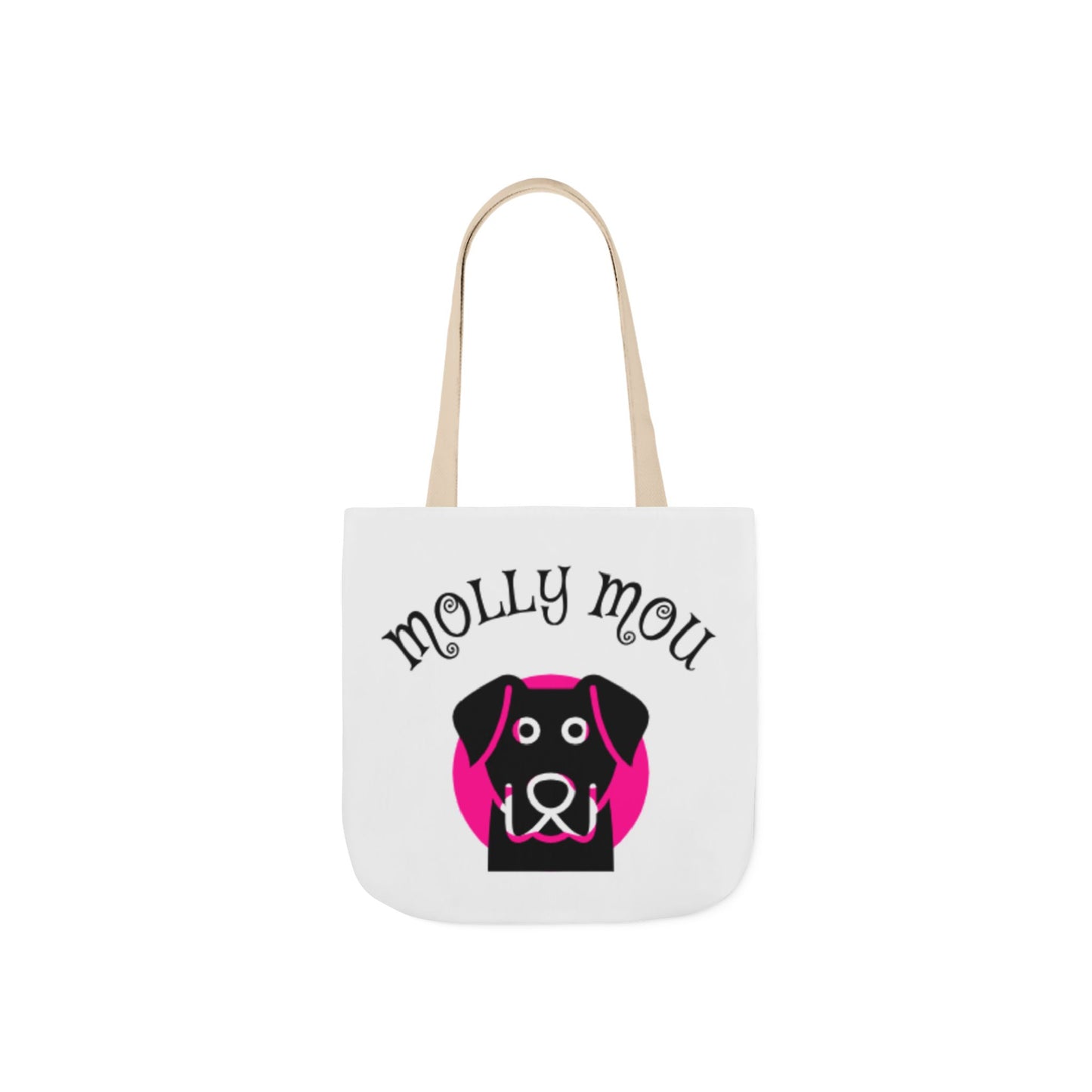 Personalized Dog Lover Canvas Tote Bag - Molly Mou Design with 5-Color Straps