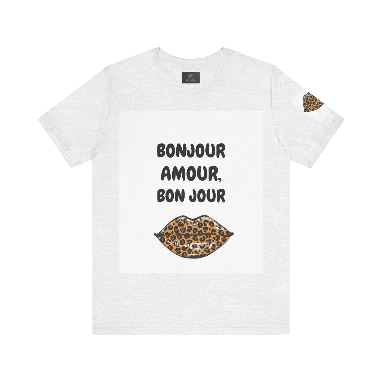 Bonjour Amour Unisex Tee, Cute Fashion T-Shirt, Animal Print Shirt, Gift for Her, Casual Wear