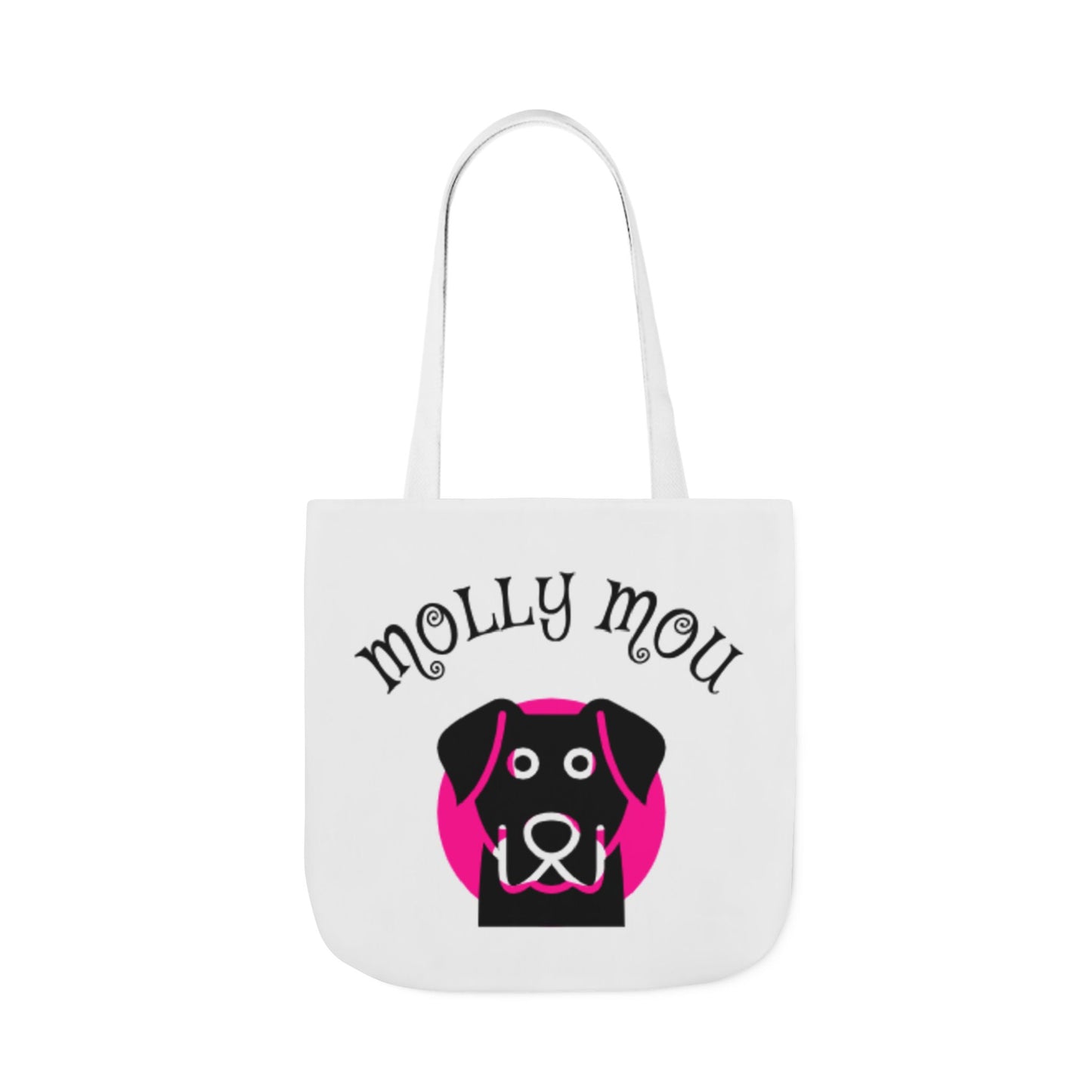 Personalized Dog Lover Canvas Tote Bag - Molly Mou Design with 5-Color Straps