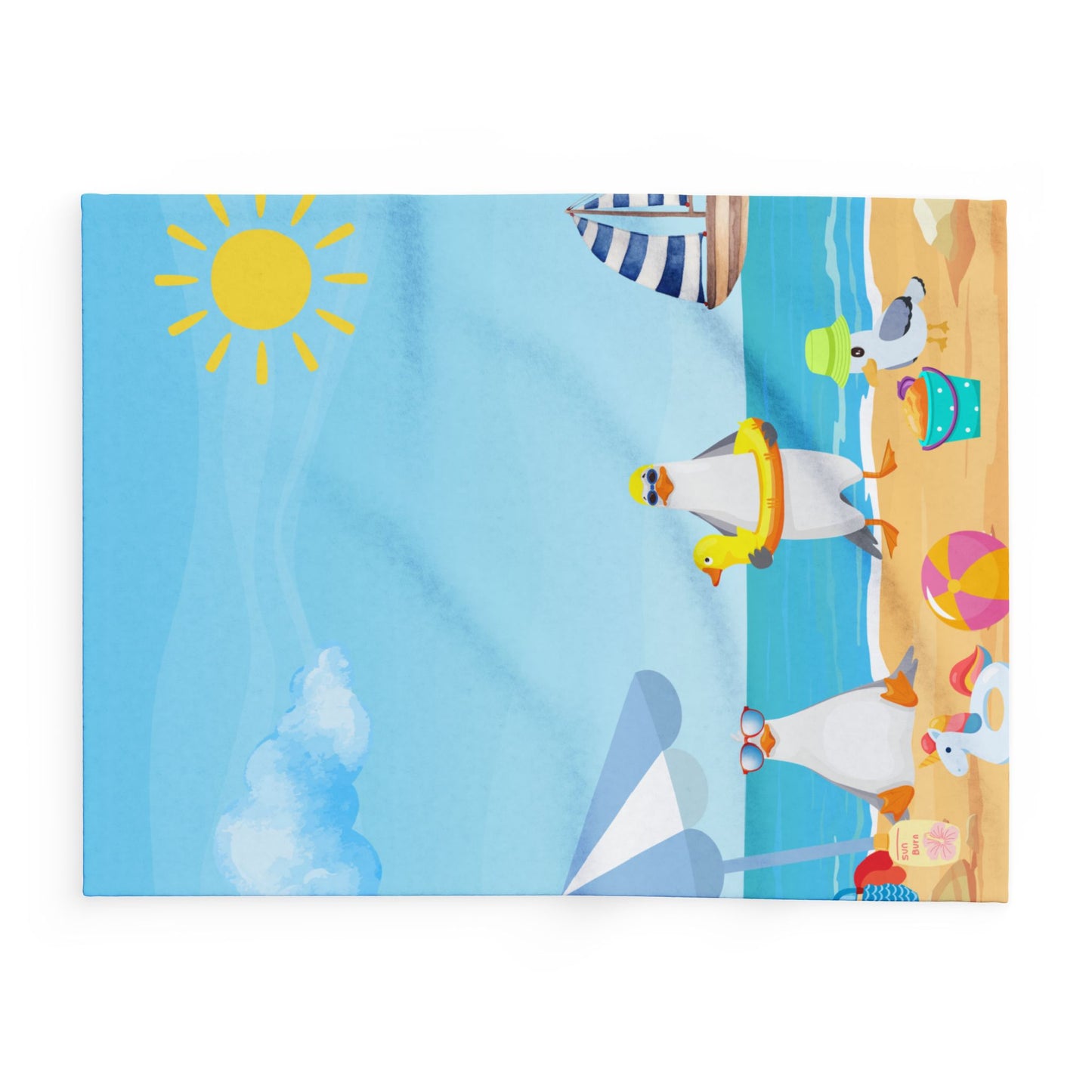 Beach-Themed Fleece Blanket - Cozy Throw for Summer, Perfect for Picnics, Camping, Home Decor, Gifts for Beach Lovers